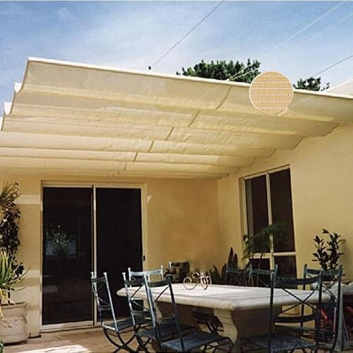 Copertura per tenda a vela retrattile per patio, pergola, tenda a vela, copertura per terrazza, cortile, traliccio in legno, tessuto permeabile (dimensioni: 1,1 x 11 m, colore: beige)