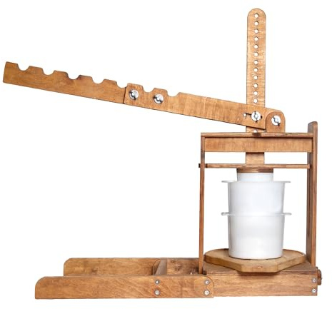 Stor holländsk ostpress i trä – osttillverkning kit (träostpress med spak och 2 ostformar 1,3 Qt, 2 Qt, 2 ostmattor) – ostpress för hem ost gör tryck upp till 180 kg