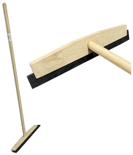 Heavy Duty Wooden Rubber Floor Squeegee Blade Complete with Metal Stay and Solid Handle (16 inch / 40cm)