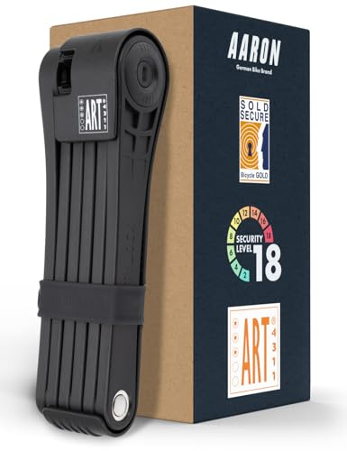 AARON Premium Fahrradschloss - sicheres Faltschloss Stufe 18, patentiertes Hochsicherheitsschloss mit Halterung - leichtes Fahrrad schloss mit Schlüssel für E-Bike, Rennrad, Motorrad, MTB