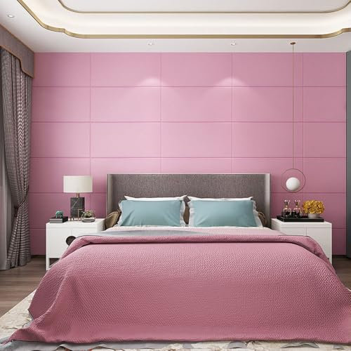 Papier Peint tête de lit, Panneau Mural adhésif pour Enfants 27,5 Pouces x 27,5 Pouces, Autocollant Mural Mural 3D Anti-Collision, Bleu, Rose,A,27.5x27.5in/4Pcs
