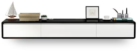 HHCTEBEC Nordische Wandmontierte Tv-Konsole, Schwebendes Tv-StäNderregal Aus Massivholz mit Schubladen, Wandmontiertes Entertainment-Center Medienkonsole Tv-Schrank für Wohnzimmer,F,120CM