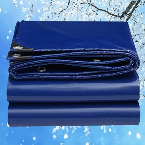 Telone Telo Occhiellato Impermeabile 3.2 x 5 m Resistente Alle Intemperie, Impermeabile Tendone Ombreggiante Oscurante da Esterno per Mobili, Legna, Campeggio, Bici, Blu