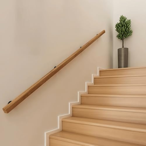 pykaaiiu Buche Holz Handlauf Treppengeländer Geländer für Treppe Treppe Wandhandlauf Wand Treppe seitliche Montage Auswahl Länge 30-600 cm(150cm)