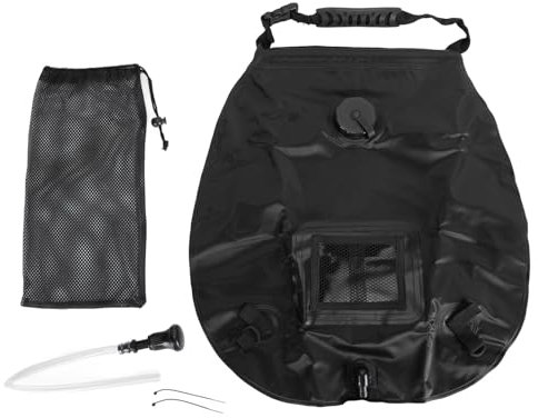 OFFAXE Camping shower 20l, solar shower camping with temperature display, portable solar shower bag heater mobile camping, bag camping shower outdoor garden shower, for camping beach (Black)