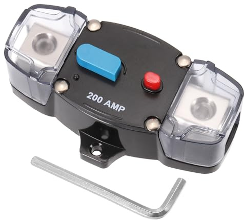 DMiotech 1 Set Interruttore Manuale Resettabile 12-48V 200A, Interruttore Di Protezione Da Manuale Resettabile Con Chiave Esagonale Mini Interruttori Elettrici Portafusibile Per Auto Barche