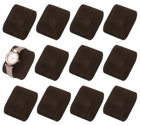 QUARKZMAN 12 almohadas para relojes de pulsera de terciopelo Marrón oscuro
