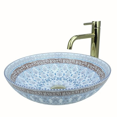 GTM Designs Aufsatzwaschbecken Glanz - Modern Waschbecken ohne Hahnloch - Elegant Aufsatzwaschbecken Oval für Badezimmer und Gäste WC - nur Bad Waschbecken - Modell 1