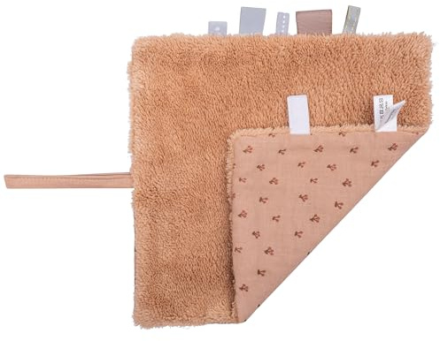 Snoozebaby Schmusetuch Baby - Kuscheltuch 25x25 cm mit Befestigung für Schnuller - 100% Bio Baumwolle Schnuffeltuch - Rosa - Cherry Pink