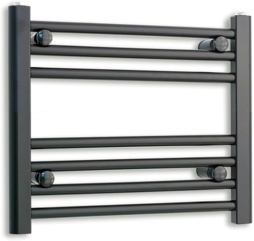 650mm Wide Black Heated Towel Rail Straight Flat Bathroom Warmer Radiator Rack Central Heating Turkish Zone (650mm W - 400mm H)