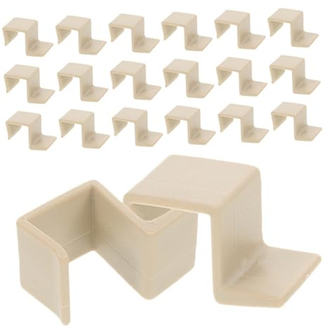 Milisten 20pcs Crochet Plastique pour Pied de Lit Bébé en Plastique Beige, Support de Cadre en Bois, Accessoire Fixation Pied de Lit pour Rangement Pratique