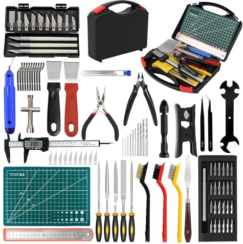 105 PCS 3D Printer Tools Kit, 3D Printing Accessories with Cleaning Tool, Deburring Tool, Pliers,Cutting Mat,Tweezers,Ruler and Other 3D Printing Accessories for Finishing, 3D Print Removing, Cleaning