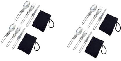 TOYANDONA 4 Ensembles couverts pliants couverts de table Vaisselle en acier inoxydable fourchettes pliantes vaisselle e simples de camping cuillère pliable