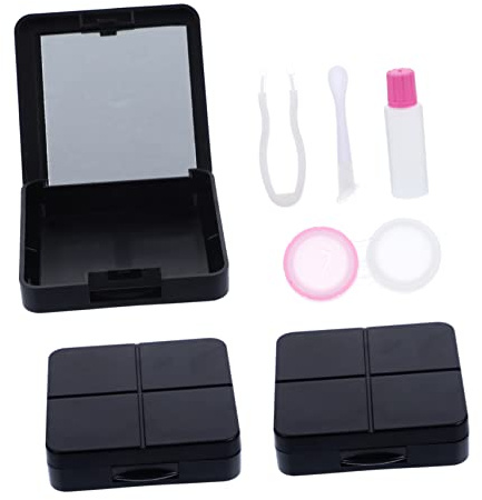 GOOHOCHY 3ensembles Boîte à Lentilles De Contact Portable avec Miroir Étui Compact Et Hygiénique pour Lentilles Kit Pratique pour Voyage Travail Et Usage Quotidien