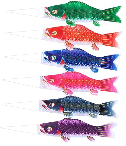 BESPORTBLE 6pcs Japanese Carp Flag Wind Socks Outdoor Hanging Garden Decorations for Sushi Restaurants Backyard Festival Durable Weather Resistant Windsock Streamers