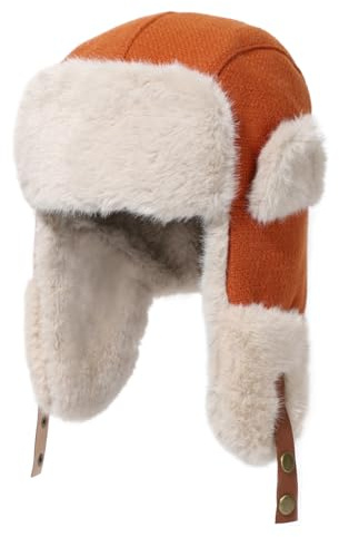 LY4U Winter Trappermützen mit Dickem Kunstfell, Ohrenklappen und Verstellbarem Kinnriemen - Unisex Ushanka Pilot Style für Herren Frauen, Winddichter Thermohut