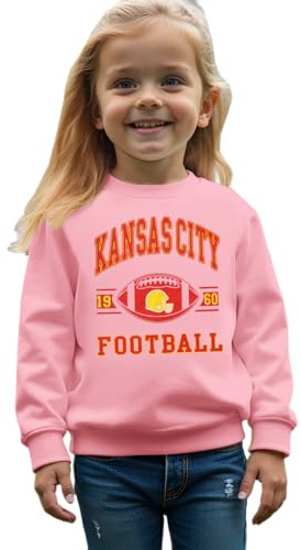 CM C&M WODRO Baby Boy Girl Football Sweatshirt Toddler American Football Pullover Crewneck Long Sleeve Shirt(Pink,2-3 Years)