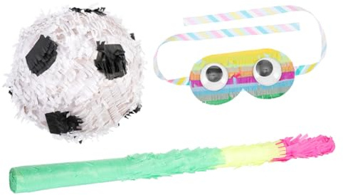 GALPADA Fußball Pinata Teilig mit und Augenbinde Bunte Party Dekoration für Fußball Mottopartys Kindergeburtstag und Fiesta Party Favor