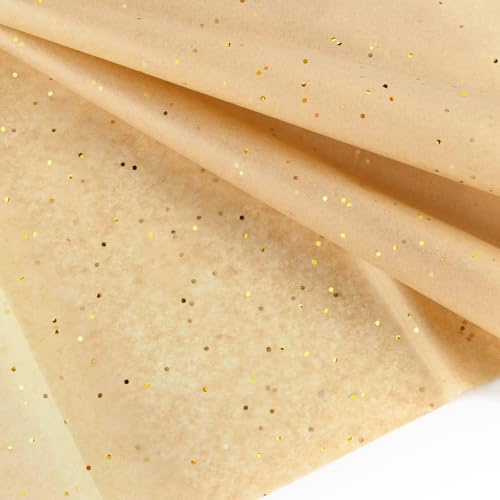 20 Blatt Glitter Seidenpapier, 50x66cm Braun zum Einwickeln Glitzerpapier Seidenpapierblätter