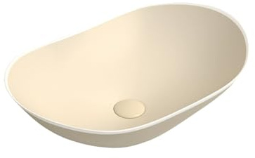 Lavandino da appoggio in ceramica per bagno, lavabo con rubinetto doppio comando per acqua calda e fredda, per bagni, lavabo da appoggio, lavabos artistico(Yellow,XXL)