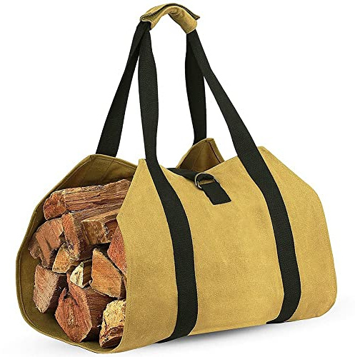 Wodsty Firewood Log Carrier Bag, Hvy-Duty Wfor Axed Canvas Outdoor Rtangle Bag With Reinforced Handles And For Axe Belt, Waterproof And Dirt-Proof For Camping, Firewood, Kindling, And Bark