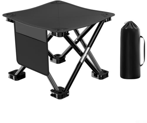 Besttoolifes Tragbarer Outdoor-Klapphocker, leichter Campingstuhl mit schneller Einrichtung, kompakter, tragbarer Hocker zum Wandern, Angeln, Trekking, stabile Aluminiumlegierung (schwarz, groß)