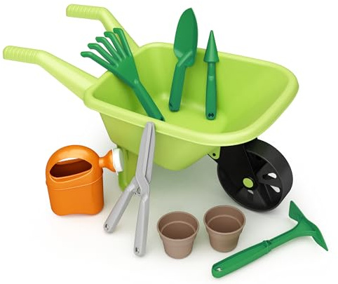 ToyToyToy Schubkarre mit Kinder Gartenwerkzeug 9 Teile 54 cm Länge