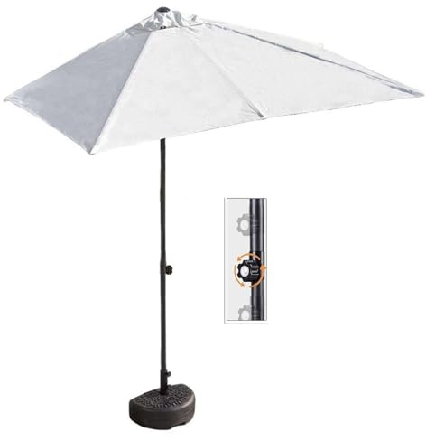 THEGA Ombrellone da Giardino Piccolo da 250 Cm/8,2 Piedi, con Altezza Regolabile, Base Ad Acqua, Tettuccio Rettangolare, Struttura in Acciaio(Beige)
