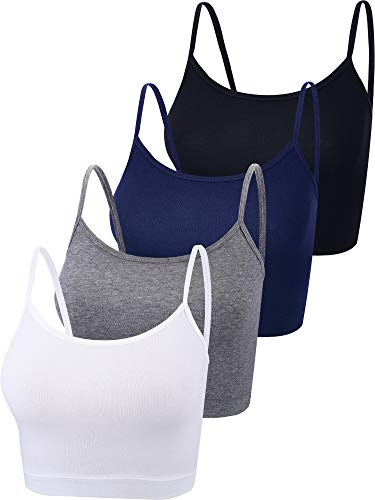 4 Stck Basic Crop Tank Tops rmelloses Racerback Crop Sport Baumwoll Top fr Damen