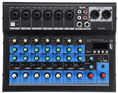 BouBou 8 kanaler 48 V Bluetooth digital mikrofon ljud mixerkonsol kraftfull professionell karaoke ljudblandare förstärkare