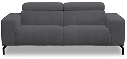 DOMO Collection Cunelli 2 Sitzer, Sofa mit Rückenfunktion, Garnitur mit Relaxfunktion, anthrazit, 208x104x79 cm | 2 Sitzer mit Rückenfunktion, modernes Sofa mit stabilem Metallfuß und hohem Sitzkomfort, 208x104x79 cm (BxTxH)
