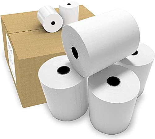 True-Ally 79 mm x 50 m (3 tum) (55 GSM) termisk pappersrulle idealisk för fakturering, POS-maskin (TA-POS7950) (paket med 10 rullar) (79 mm x 50 m - 10 rullar)