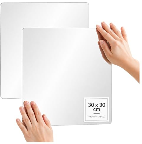 com-four® 2X Spiegel als Wandaufkleber, Selbstklebende Mosaikfliesen | Spiegelfolie aus Acryl als dekoratives Wandtattoo - Spiegelfliesen als Wandsticker