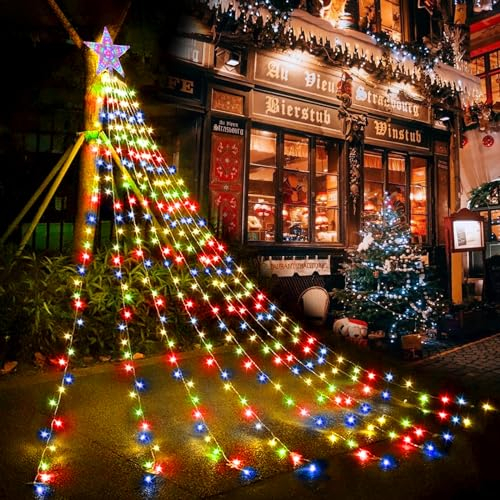 GHONLZIN Luces Navidad con Adorno de Estrella, 9 * 2M USB Guirnalda Luces Decoración para Arboles de Navidad, 8 Modos de LED Luces de Hadas con Control Remoto para Decoración Navideña (Multicolor)