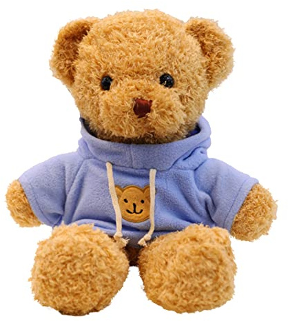 TROYSINC Teddybär Weiches Fell Teddybär mit Kapuze Tatzendruck Plüschtier Kuscheltier Stofftier Geschenk (Blue,30cm)