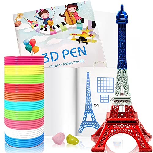 3D-pennmallar (40 mönster), 3D-pennor för barn startset tillbehör 3D-penna filapen 1,75 mm PLA filament 10 färger 5 m för 3D-skrivare penna