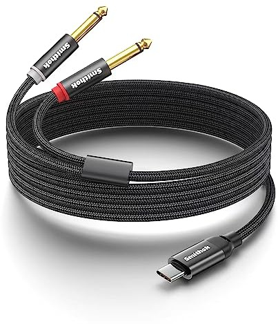 Smithok Câble répartiteur stéréo USB C vers double 6,35 mm 6,35 mm, câble USB de type C vers double câble audio TS 6,35 mm pour iPhone Série 15, smartphone, tablette, ordinateur portable,