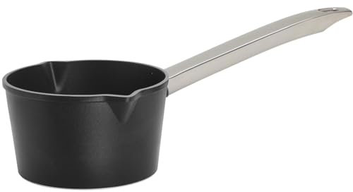 SKK kleiner Aluguss Soßentopf Ø 18 cm - induktionsgeeignet - hoher Antihaft Stieltopf mit 2 seitlichen Ausgießern & Edelstahl Griff - Made in Germany