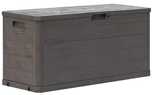 FIRBNUS Mülltonnenbox 117x45x56 cm 280 L Abschließbare Box Gartentruhe Auflagenbox Kissenbox Box mit Deckel Outdoor Gartenboxen Gartenschrank Storage Boxes Braun Kunststoff Holzoptik