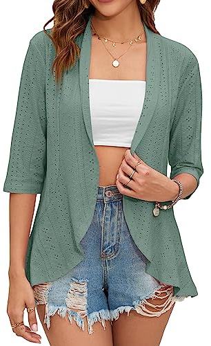 HANERDUN Boléro pour Femmes Boléro de Cérémonie Élégant Cardigan à Manches Courtes 3/4 Cache-Nez à Œillets Ouverts