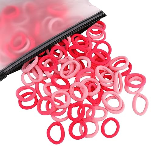 100 ligas para el pelo de bebé, lazos de algodón para niñas y niños, multicolor, pequeñas bandas elásticas sin costuras, para cola de caballo para niños pequeños (rosa mezclado)