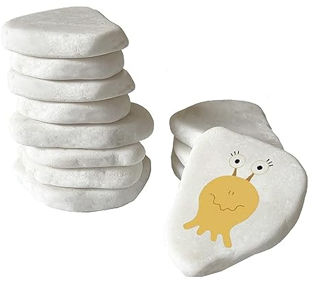 Pebbles for Painting, 12PCS Bulk White Rock Painting Kit 5-8 cm Irregular Stones for Crafts Flat Smooth Stone Slices for Rock Painting