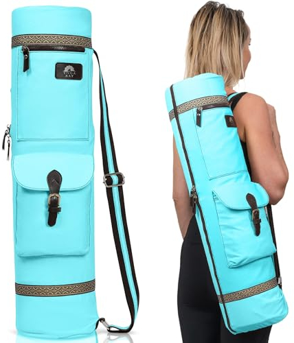 YOGABAY Yogamatten-Tasche, 76,2 x 17,8 cm, Reisetasche, passend für Matten bis zu 71,1 cm, robuster Canvas-Gurt zum Tragen mehrerer Taschen und verstellbarer Gurt, Yogatasche (Aquablau)