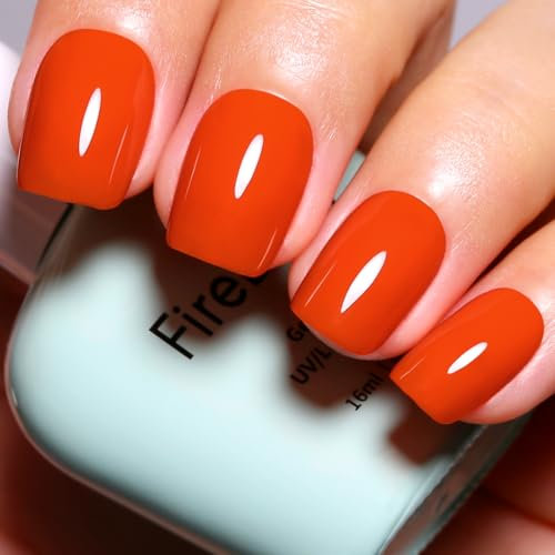 Firedeep Orange Gel Nail Polish, 0.54 Fl Oz Large Bottle Orange Gel Polish Manicure Salon UV/LED Soak Off