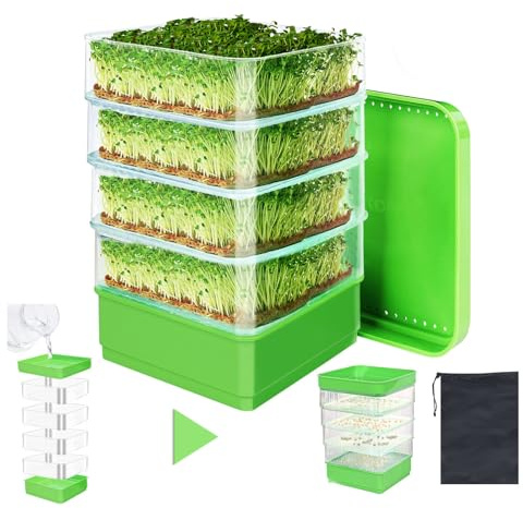 PHAIN Seed Sprouting Kit, 6-Tier Plant Germination Tray, Food Grade PP, Soil-Free, Ideal for Bean Sprouts, Cat Grass, Wheat Grass, Beans, Microgreens, Indoor Use