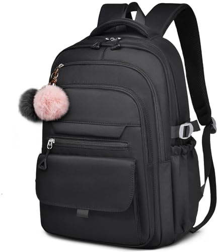 HEROIC KNIGHT Schulrucksack Teenager, 28L Schulranzen Mädchen Jungen 15.6 Zoll Laptop Rucksack, Wasserdicht Groß Schultasche School Bag Tagesrucksack Damen Herren für Schule Uni Reise, Schwarz