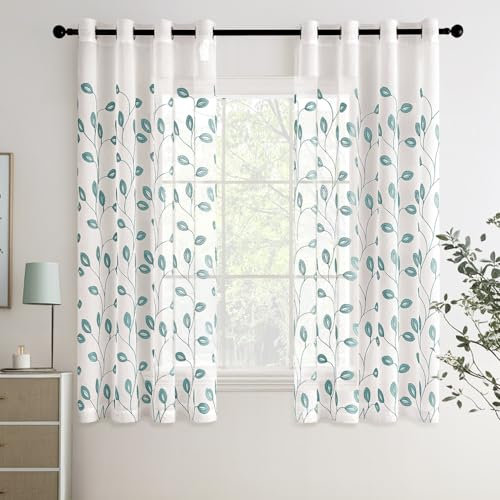 MIULEE Gardinen Voile Vorhänge mit Ösen Paneelvorhang für zu Hause, Wohnzimmer und Schlafzimmer 2er Set Blau 160x140 cm