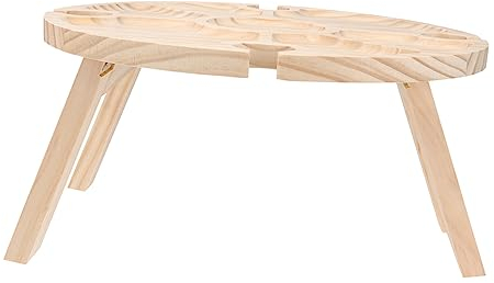 HANABASS Faltbarer Holz Picknicktisch Für Draußen Mit Halter Tragbarer Wein Tisch Für Camping Strand Party Und Picknicks