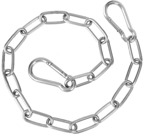 Lucchetto a catena per cancello 57 cm/22 pollici Catena in acciaio inossidabile con moschettoni Catena in metallo solido per recinti esterni, gabbie per animali domestici, forniture per recinti (nero)