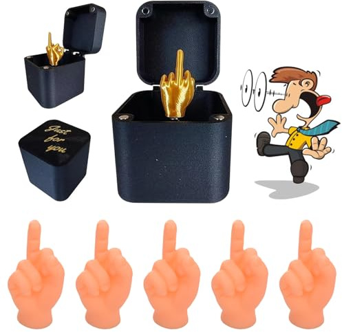 Mittelfinger Geschenk Box,Guador mittelfinger in Box mit 5 Stück Tiny Hands Mittelfinger Puppets, Mini Hände Mittelfinger Tiny Hands,Middle Finger Surprise Gift Box, Prank Geschenk für Erwachsene